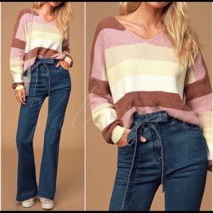 M striped sweater in fall neutrals | NWT